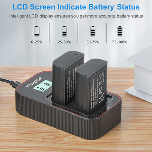 แบตเตอรี่ลิเธียมแบบชาร์จไฟได้ Kingma DMW-BLK22 (แพ็คคู่) และเครื่องชาร์จแบบจอ LCD คู่ Type-C สำหรับ Lumix <span class=keywords><strong>S5</strong></span> - Product Image 5