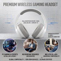 Casque de jeu sans fil OEM ODM avec suppression active du bruit, conception auriculaire, haut-parleur 50 mm, charge rapide, cuir et métal pour PC et mobile