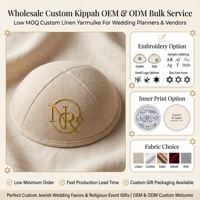Kippa/Yarmulke en lin rose à 4 panneaux, fournisseur en gros, broderie personnalisée, casquette Judaica pour mariage juif et Bar Mitzvah