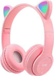 Audífonos Plegables Rosados con Diseño de Gato, con Bajos Reforzados 5.4 y Resistencia al Agua IPX3 para Niñas, Auriculares Divertidos con Orejas de Gato - Product Image 2