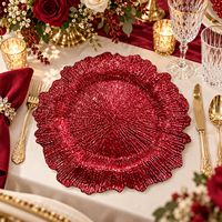 Assiette de Présentation Premium en Plastique de 13 Pouces avec Texture Élevée Élégante pour la Décoration de Table de Fêtes, Mariages et Événements