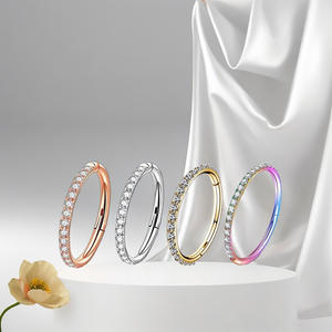 Gaby Bijoux de <span class=keywords><strong>piercing</strong></span> en titane ASTM F136 pour cartilage, anneaux de Daith et Hélix, segment articulé, anneau de mode avec zircone cubique transparente - Product Image 3