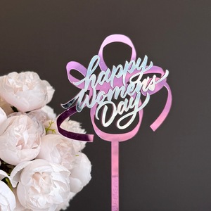 Decoración <span class=keywords><strong>para</strong></span> Pastel del Día <span class=keywords><strong>de</strong></span> la <span class=keywords><strong>Mujer</strong></span>, Adorno Acrílico con Letras Doradas en Espejo, Venta al Por Mayor - Product Image 4