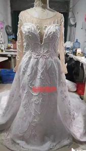 2023 арабский Дубай великолепное свадебное платье с длинным рукавом Русалка кружевные аппликации съемные Свадебные платья - Product Image 6