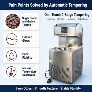 Machine automatique de fusion et de tempérage du chocolat, bol en acier inoxydable, fondoir à chocolat de qualité alimentaire, commande par écran tactile, CE ISO - Product Image 3