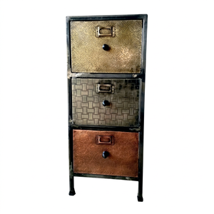 Mueble Modular de Salón de 3 Cajones, Estilo Industrial Vintage, Ecológico, de Lujo, con Acabado Metálico Electrochapado - Product Image 1