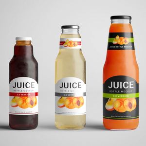 Maqueta de Botella de Jugo Versión 2.0, Etiqueta Rectangular Autoadhesiva, Papel Impermeable, Impresión Offset, Empaque para Bebidas - Product Image 1