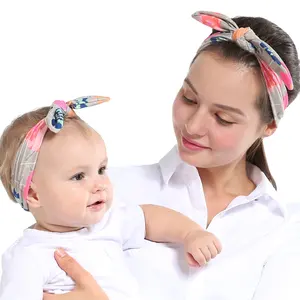 Latest Turban Hat Style Mommy And Baby Headband Set Stretchy Cotton Turban Headband Headwraps