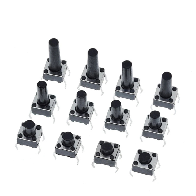 100pcs 6X6X5/4.3/5.5/6/7/8/9/10/13MM Tact Switch Push Button Switch 12V 4PIN DIP Micro Switch For TV/Toys/home use Button