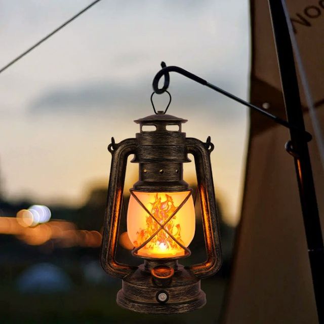 LED Rechargeable Vintage Hanging Camping Lantern Dimmable Warm White Light for Outdoor Use Table Patio Garden Yard Pathway Porch