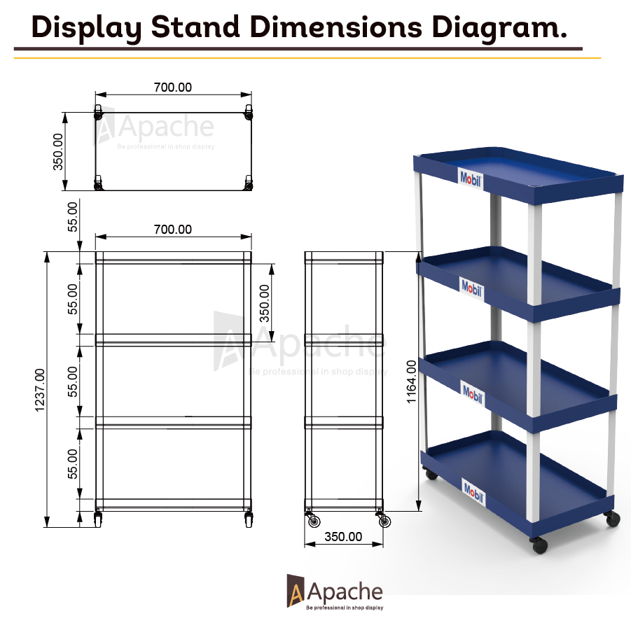 Apache Custom PVC Tool Display Stand for Motor Oil Supermarket Shelves for Auto Repair Shop and Retail Store Display — view 2