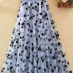 RTS Американский Тюль 100% нейлоновый Флокированный цветочный дизайн Тюлевая ткань - Product Image 6