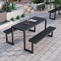 Tables et chaises de loisirs d'extérieur modernes, durables, anti-corrosion, en bois massif monobloc, avec structure en fer et coussin, garantie 1 an