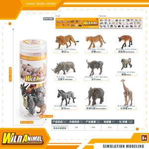 TOMMABO Modelos de animales de América del Sur <span class=keywords><strong>3D</strong></span> Plástico sólido Modelo de PVC León Jirafa Elefante Cebra Selva salvaje Figuras de animales Juguetes - Product Image 6