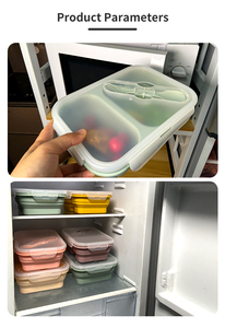 Contenedor Reutilizable de 3 Compartimentos para Almacenamiento de Alimentos, Fiambrera Plegable de Silicona sin Bpa, Portátil a Prueba de Fugas para Microondas - Product Image 6