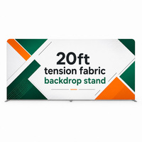 Support de toile de fond en tissu tendu imprimé par sublimation 20FT, en tube d'aluminium, portable, léger et pliable, pour exposition commerciale