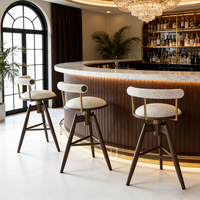 Chaises de bar nordiques / Chaises de comptoir avec dossier incurvé, tabourets de luxe, couleur de cuir personnalisée, chaises de bar en bois
