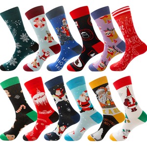 Chaussettes en coton tricotées <span class=keywords><strong>fantaisie</strong></span> de haute qualité pour l'automne et Noël, motif jacquard Père Noël et sapin de Noël, amusantes, séchage rapide pour les fêtes - Product Image 2
