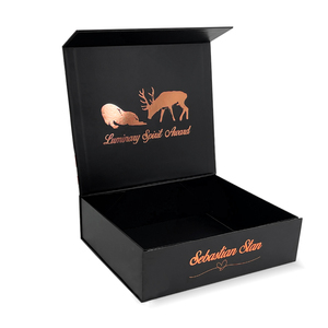 Custom squisito di lusso <span class=keywords><strong>oro</strong></span> rosa caldo timbratura scarpe di cartone scatola di carta nera chiusura magnetica scatola regalo con inserto - Product Image 6