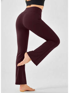 Leggings de Yoga Flare de Cintura Alta, Elásticos en Cuatro Direcciones, Sólidos y Sin Costuras, Pantalones Deportivos para Mujer - Product Image 6