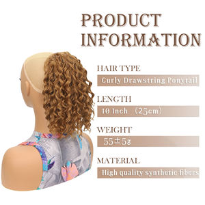 Extensiones de cola de caballo ondulada Natural sintética Extensiones de cabello de cola de caballo con cordón de onda profunda de 10 pulgadas - Product Image 2