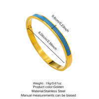 Nouveau bracelet géométrique en acier inoxydable au design simple et original, avec revêtement en émail laqué 18K, ne se décolore pas.