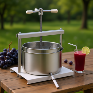 Prensa manual para vino de frutas de 3.17 galones, extractor de jugo de acero inoxidable para la elaboración de vino - Product Image 2