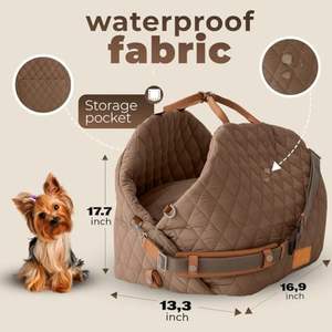 OEM 3-en-1 portador de mascotas a prueba de agua patrón sólido almohada almacenamiento bolsillo correa de seguridad gatos 18 libras cachorro asiento de coche perro cama cartón - Product Image 6