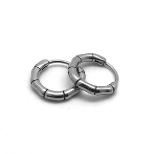 Pendientes de Aro de Acero de Titanio con Diseño de Nudo de Bambú, Acero Inoxidable 316, Joyería de Moda para Hombre y Mujer, Cierre Fácil, Estilo Geométrico - Product Image 5