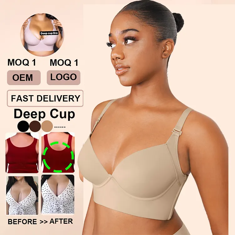 Tùy chỉnh dịch vụ Shapewear sâu cup cơ thể hình thành áo ngực đẩy lên cộng với kích thước áo ngực cho phụ nữ lớn cơ thể Shaper Áo ngực ẩn trở lại chất béo