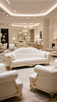 Ensemble de Canapés Royaux Mobilier de Salon de Luxe Blanc Européen Canapé Classique Antique Élégant Français en Cuir Véritable Sculpté à la Main