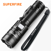 Lampe torche LED tactique rechargeable Superfire V8-S, 1000+ lumens, portée du faisceau de 300 m, mise au point réglable, étanche IP34, en aluminium