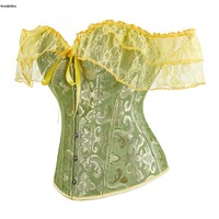 Lingerie sexy pour femme grande taille, respirante, style vintage, avec dentelle, corset bustier à épaules dénudées, rouge et noir