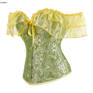 Corsetto <span class=keywords><strong>Vintage</strong></span> in Pizzo Plus Size Traspirante da Donna, <span class=keywords><strong>Lingerie</strong></span> Sexy, Fascia per il Petto, Bustier Rosso e Nero con Spalle Scoperte - Product Image 5