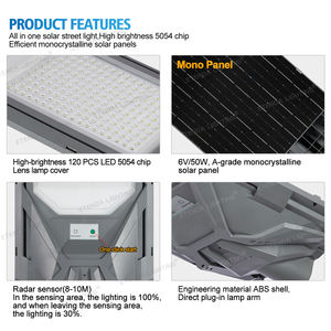 Intelligente All-in-One Solar-Straßenlaterne 100W 200W 300W Fernbedienung Lichtzeitschaltung Hocheffizientes Solarpanel - Product Image 2