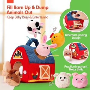 Animaux en peluche <span class=keywords><strong>de</strong></span> ferme doux hochets poupée en peluche développement sensoriel des mains tout-petits jouets Portable ferme <span class=keywords><strong>jeu</strong></span> éducatif - Product Image 6