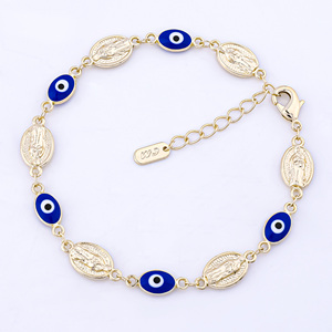 2022 Neuerscheinung Türkisches Blau Vergoldetes 14k 18k Böses-Auge Verstellbares Armband für Frauen Ojo Schmuck Öltropfen Kupfer Buntes Design - Product Image 2