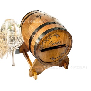 Wooden Barrel Shaped <b>Card</b> Holder <b>Wedding</b> Decoration Handmade Laser Cut Desktop Organizer Gift <b>Box</b> - Product Image 5