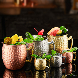 Mug Moscow Mule martelé de qualité supérieure 350 ml (12 oz) en acier inoxydable 304 durable, vaisselle de bar en métal avec poignée pour cocktails - Product Image 6