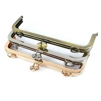 Deepeel BS401 25*7.5cm Accessoires de sac à main Cadre de portefeuille métallique brillant non perforé Fermoir Kiss Clasp Cadre carré à tête de perle