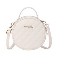 Sac à bandoulière simple pour fille ronde de couleur unie sac à bandoulière souple en PU à motifs de diamants pour femmes pochette à texture haut de gamme pour femmes