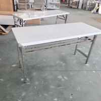 Table pliante en acier inoxydable, simple ou double niveau, avec étagère amovible, table pliante de cuisine commerciale pour restaurant et restauration