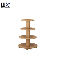 Présentoir de supermarché à 3 niveaux, étagère haut de gamme métallique léger, Type d'emballage, Surface personnalisée, Style de magasin en bois
