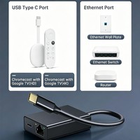 Adaptador Ethernet Tipo C 2 en 1, Tarjeta de Red Cableada Dual de 100 Mbps, Carga Rápida PD de 100 W, Hub Plug and Play para Computadora Portátil