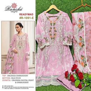 High Quality <b>Organza</b> Digital Print and Embroidery Readymade Pakistani Suit for Wedding and Party Wear - Product Image 5