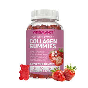 วิตามินกัมมี่คอลลาเจนวีแกน OEM ผสมไบโอติน บำรุงผม เสริมผิวเปล่งปลั่ง เสริมเล็บแข็งแรง ปราศจากน้ำตาล ผลิตจากเพคติน 150 กรัม 60 เม็ด/ขวด - Product Image 1