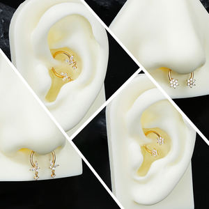 14k Vàng Ấn Độ thông tư Barbell Claw thiết lập CZ móng ngựa vách ngăn <span class=keywords><strong>piercing</strong></span> Vàng mũi vòng cơ thể <span class=keywords><strong>piercing</strong></span> đồ trang sức cho phụ nữ - Product Image 4