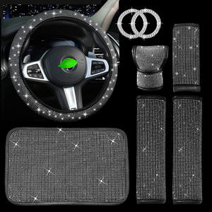 12 Uds. De accesorios ostentosos <span class=keywords><strong>para</strong></span> Interior de coche, funda Universal <span class=keywords><strong>para</strong></span> <span class=keywords><strong>volante</strong></span> de coche, soporte de teléfono de plástico, visera, funda de tejido, cinturón de seguridad Pa - Product Image 3