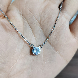 Collier ras du cou délicat en acier inoxydable étanche et inaltérable, or 18 carats, avec zircon simple raffiné et cristal CZ de <span class=keywords><strong>1</strong></span>,5 carat (7,3 mm) - Product Image 2
