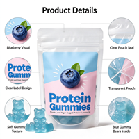 Bonbons gélifiés protéinés végétaliens en sachet, marque privée, complément protéiné, soutien à la croissance musculaire, emballage personnalisable
